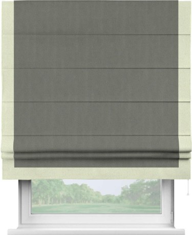 Римская штора «Кортин» с кантом Виктория, для проема, ткань блэкаут однотонный тёмно-серый