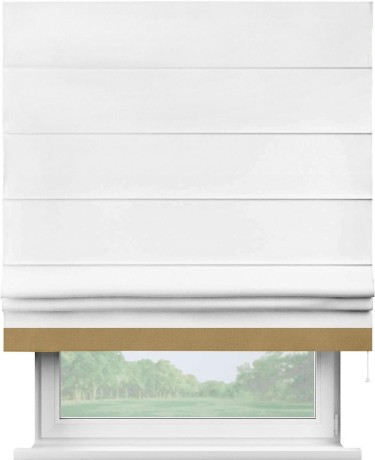 Римская штора «Кортин» с кантом Джестер, для проема, ткань вельвет белый