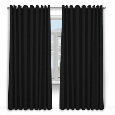 Шторы на люверсах ткань блэкаут однотонный, черный