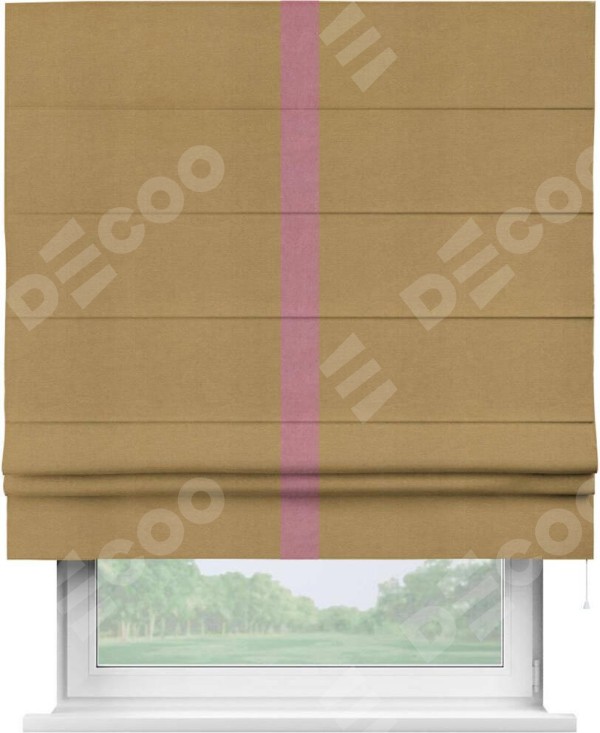 Римская штора «Кортин» с кантом Хайвэй, для проема, ткань вельвет горчица