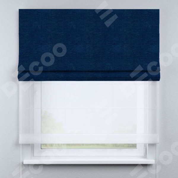 Римская штора «Кортин» день-ночь, ткань софт однотонный синий