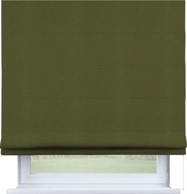 Римская штора «Кортин» для проема, ткань блэкаут однотонный, зелёный
