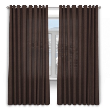 Шторы на люверсах ткань лён коричневый