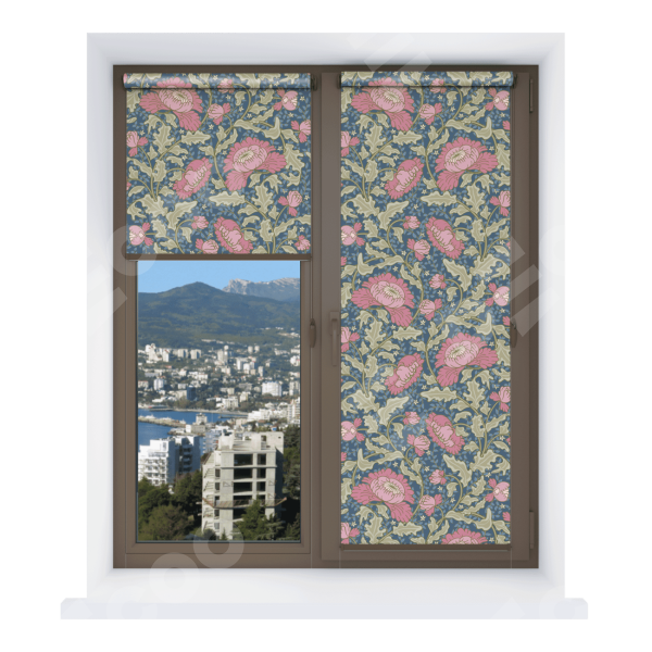 Рулонная штора Мини с принтом Розовые цветы