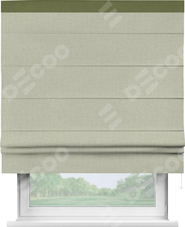 Римская штора «Кортин» с кантом Кинг, для проема, лён блэкаут серо-бежевый