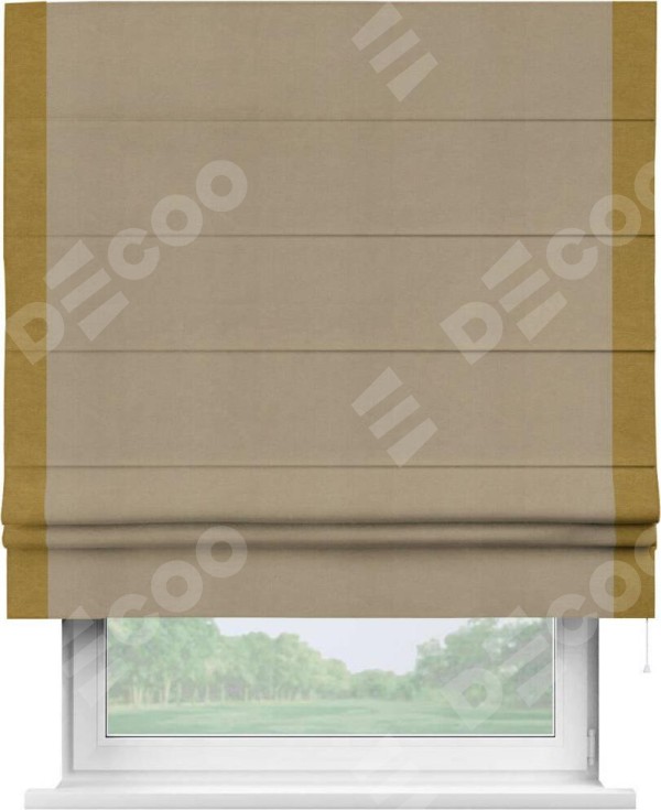 Римская штора «Кортин» с кантом Стрим Дуо, для проема, ткань вельвет кофейный