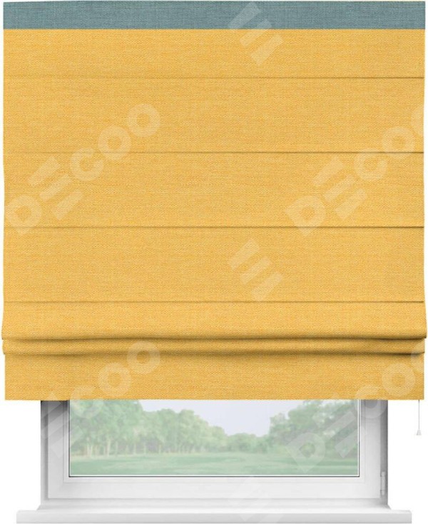 Римская штора «Кортин» с кантом Кинг, для проема, ткань лён желтый