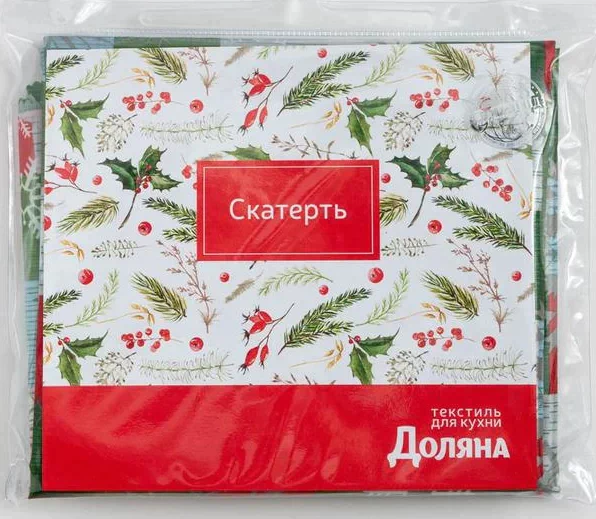 Скатерть Доляна «Новый год: Новогодняя мозаика» 110*145 +/- 2 см, 100% п/э