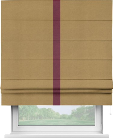 Римская штора «Кортин» с кантом Хайвэй, для проема, ткань вельвет горчица