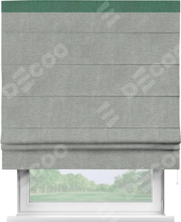 Римская штора «Кортин» с кантом Кинг, для проема, ткань твид блэкаут, светло-серый