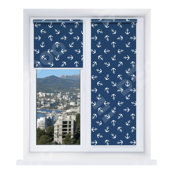 Рулонная штора Мини с принтом Морские якори