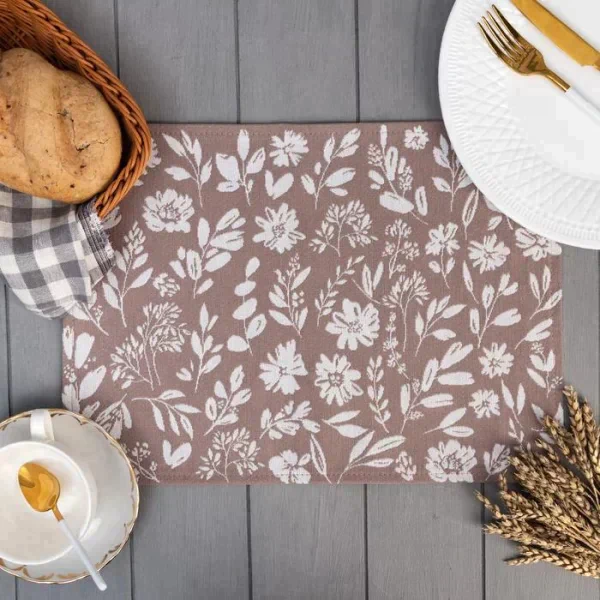 Салфетка "Этель" Flowers brown 30х45 см вид 1, 35% хл 65% пэ, 370 г/м2