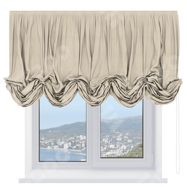Австрийская штора «Кортин», ткань софт однотонный бежевый лайт