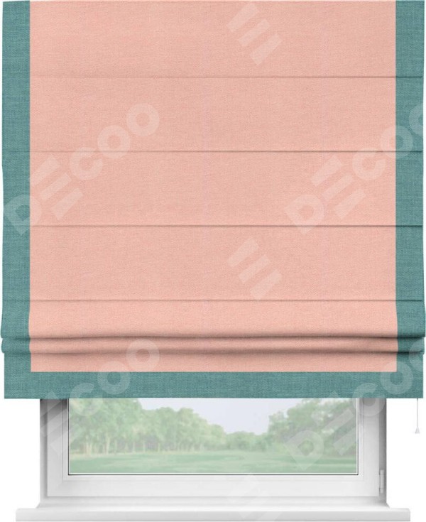 Римская штора «Кортин» с кантом Виктория, для проема, ткань лён розовый