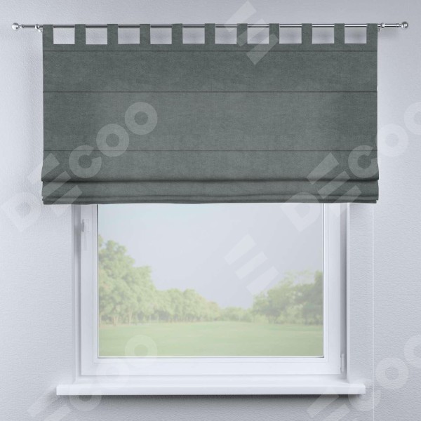 Римская штора на петлях «Кортин», ткань вельвет серый