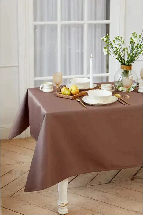 Скатерть "Этель" Elegance 150*300 +/-3см, цв.кофейный, пл. 192 г/м2, хл с ВГМО