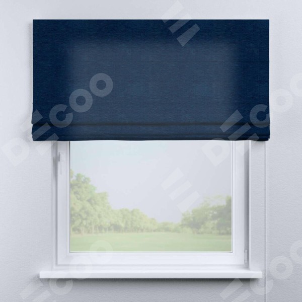 Римская штора «Кортин» для проема, ткань софт однотонный синий