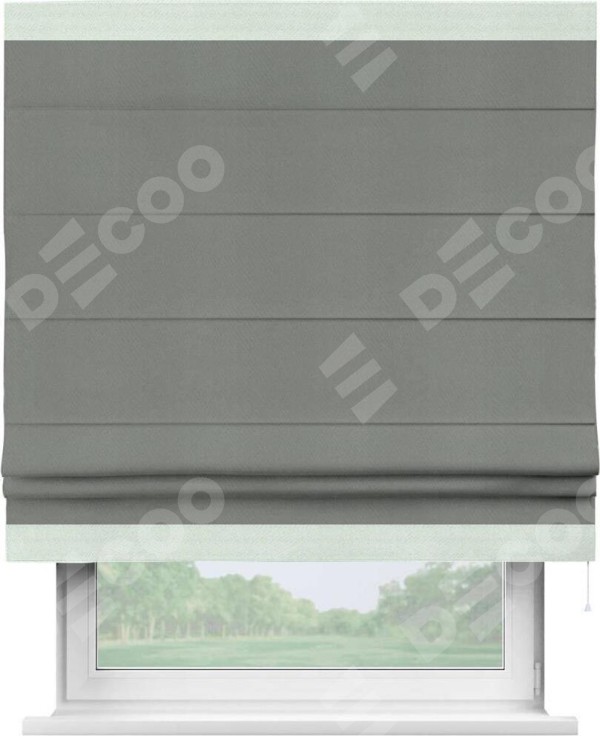 Римская штора «Кортин» с кантом Горизонт, для проема, ткань блэкаут однотонный тёмно-серый