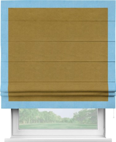 Римская штора «Кортин» с кантом Чесс, для проема, ткань вельвет светло-коричневый