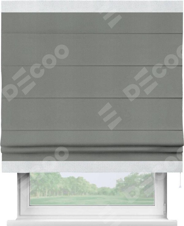 Римская штора «Кортин» с кантом Горизонт, для проема, ткань блэкаут однотонный тёмно-серый