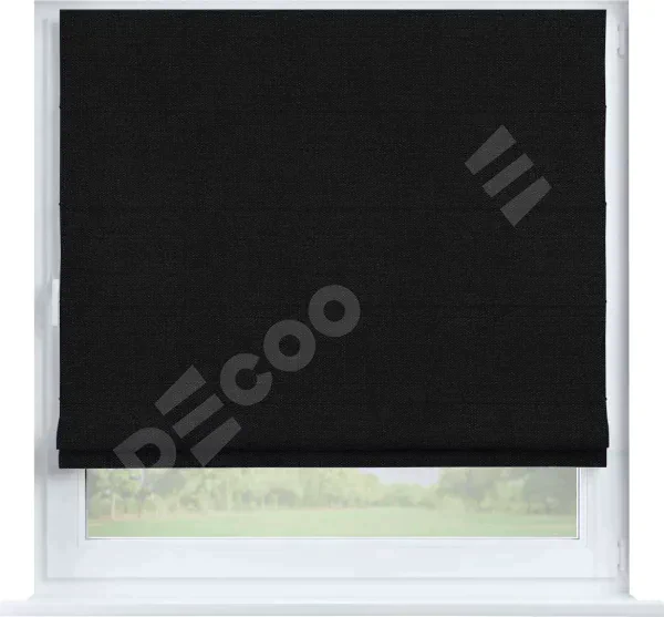 Римская штора «Кортин» на створку, ткань лён чёрный