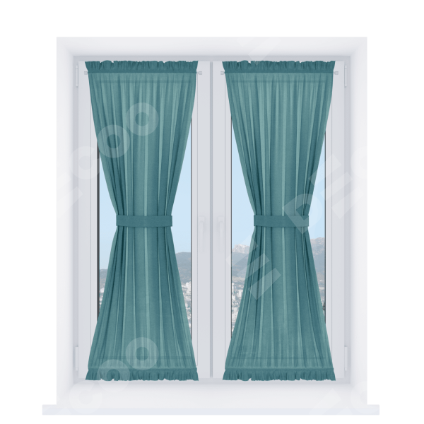 Штора песочные часы «Кортин», ткань лён бирюзовый