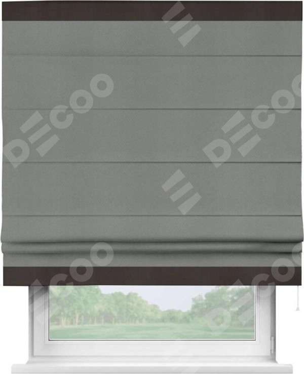 Римская штора «Кортин» с кантом Горизонт, для проема, ткань блэкаут однотонный тёмно-серый