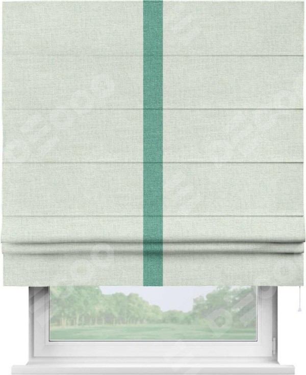 Римская штора «Кортин» для проёма, лён топлёное молоко, с кантом Хайвэй