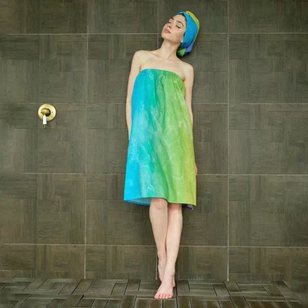 Набор для сауны Экономь и Я "Радуга" (полотенце-парео + чалма) 100%хл, 200 г/м2