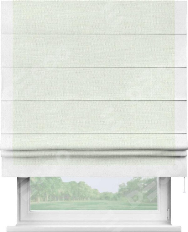 Римская штора «Кортин» с кантом Виктория, для проема, ткань лён молочный