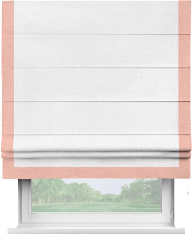 Римская штора «Кортин» с кантом Виктория, для проема, лён цвет белый