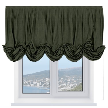 Австрийская штора «Кортин», ткань софт однотонный зелёный