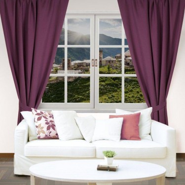 Штора портьерная "Этель" ширина 200 см, высота 250 см, цвет фиолетовый, матовая