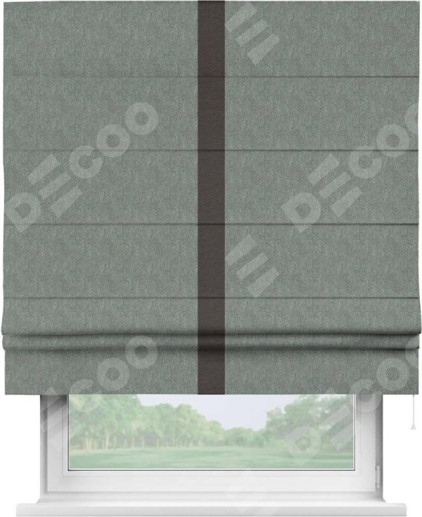 Римская штора «Кортин» с кантом Хайвэй, для проема, ткань лён димаут, серый