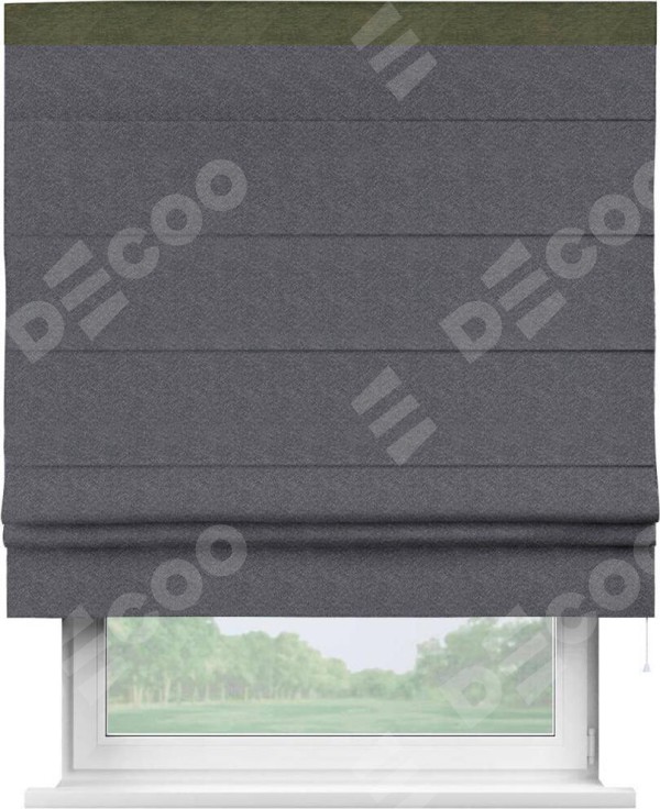 Римская штора «Кортин» с кантом Кинг, для проема ткань софт однотонный графит