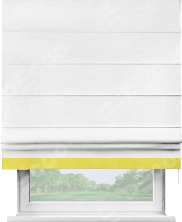 Римская штора «Кортин» с кантом Джестер, для проема, ткань вельвет дымчато-белый