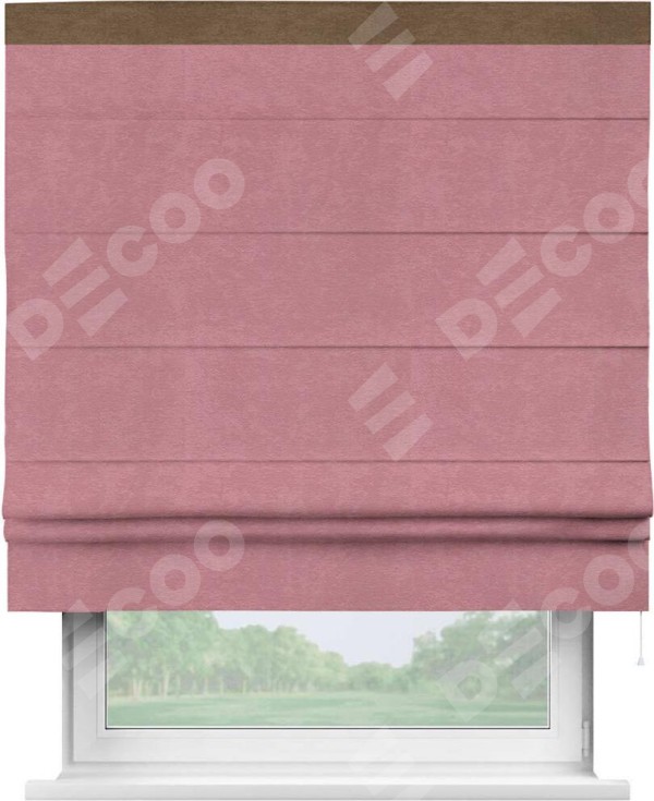 Римская штора «Кортин» с кантом Кинг, для проема ткань софт однотонный розовый