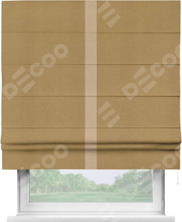 Римская штора «Кортин» с кантом Хайвэй, для проема, ткань вельвет горчица