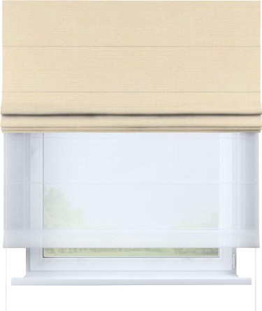 Римская штора «Кортин» день-ночь, ткань лён, в бежевом цвете