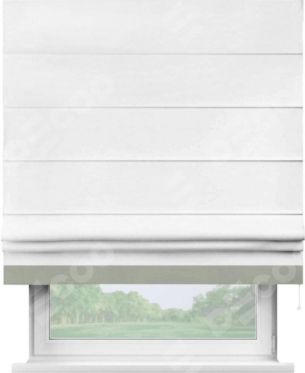 Римская штора «Кортин» с кантом Джестер, для проема, ткань вельвет дымчато-белый