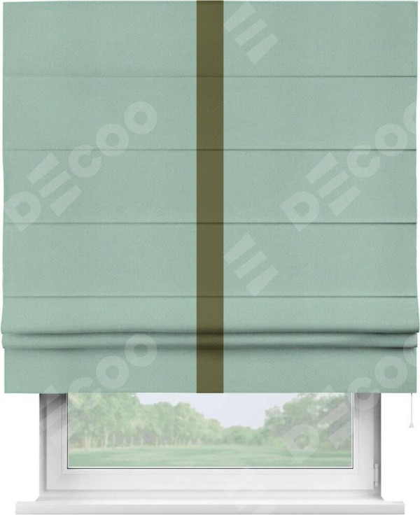Римская штора «Кортин» с кантом Хайвэй, для проема, ткань блэкаут однотонный ментоловый