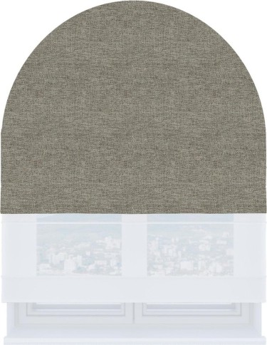 Римская штора «Кортин» день-ночь для арочного проёма, стиф димаут серо-коричневый