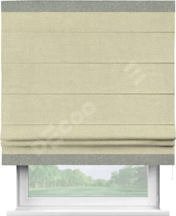 Римская штора «Кортин» с кантом Горизонт, для проема, ткань лён димаут, шампань