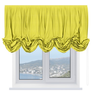 Австрийская штора «Кортин», вельвет светло-желтый
