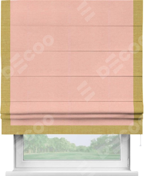 Римская штора «Кортин» с кантом Виктория, для проема, ткань лён розовый