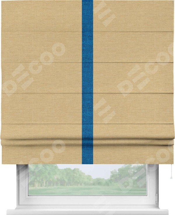 Римская штора «Кортин» с кантом Хайвэй, для проема, ткань лён темно-бежевый
