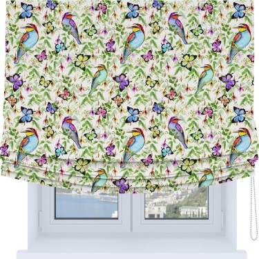 Римская штора Soft с мягкими складками, «Тропические птицы»