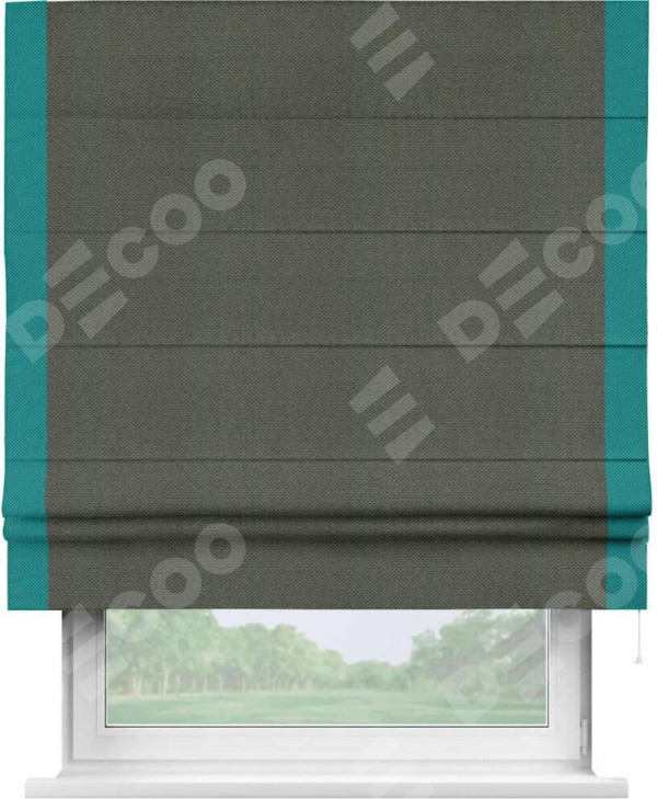 Римская штора «Кортин» с кантом Стрим Дуо, для проема, ткань лён димаут, графит