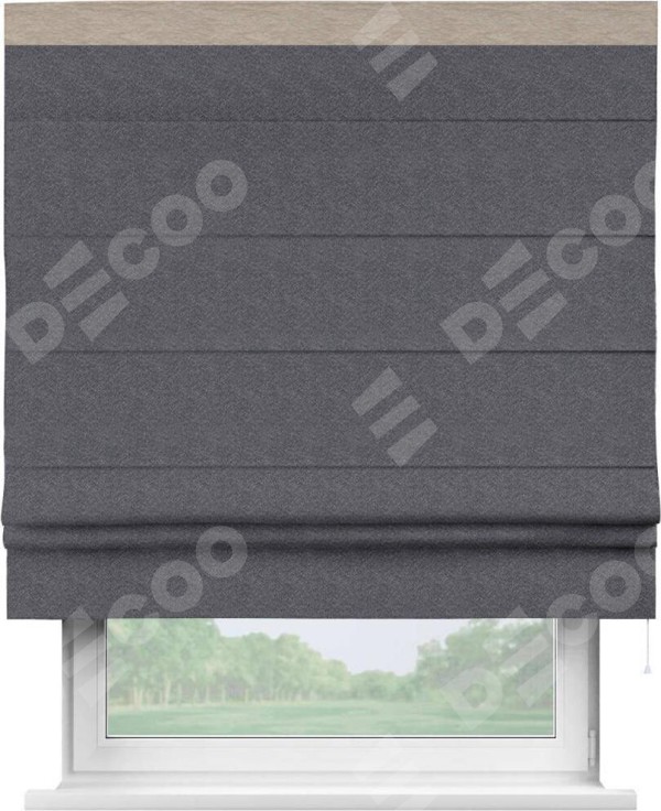 Римская штора «Кортин» с кантом Кинг, для проема ткань софт однотонный графит