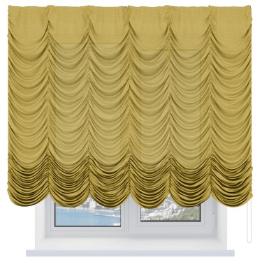 Французская штора «Кортин», лён светло-салатовый